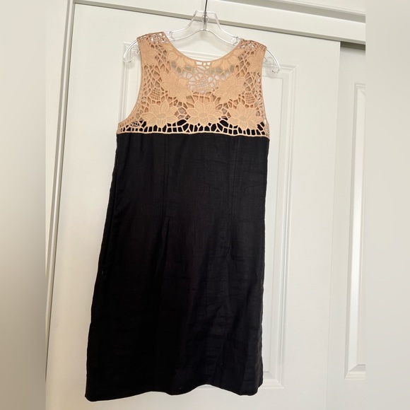 Ann Taylor Loft Sleeveless, Black, Linen Dress. Size 12p. - Picture 1 of 3